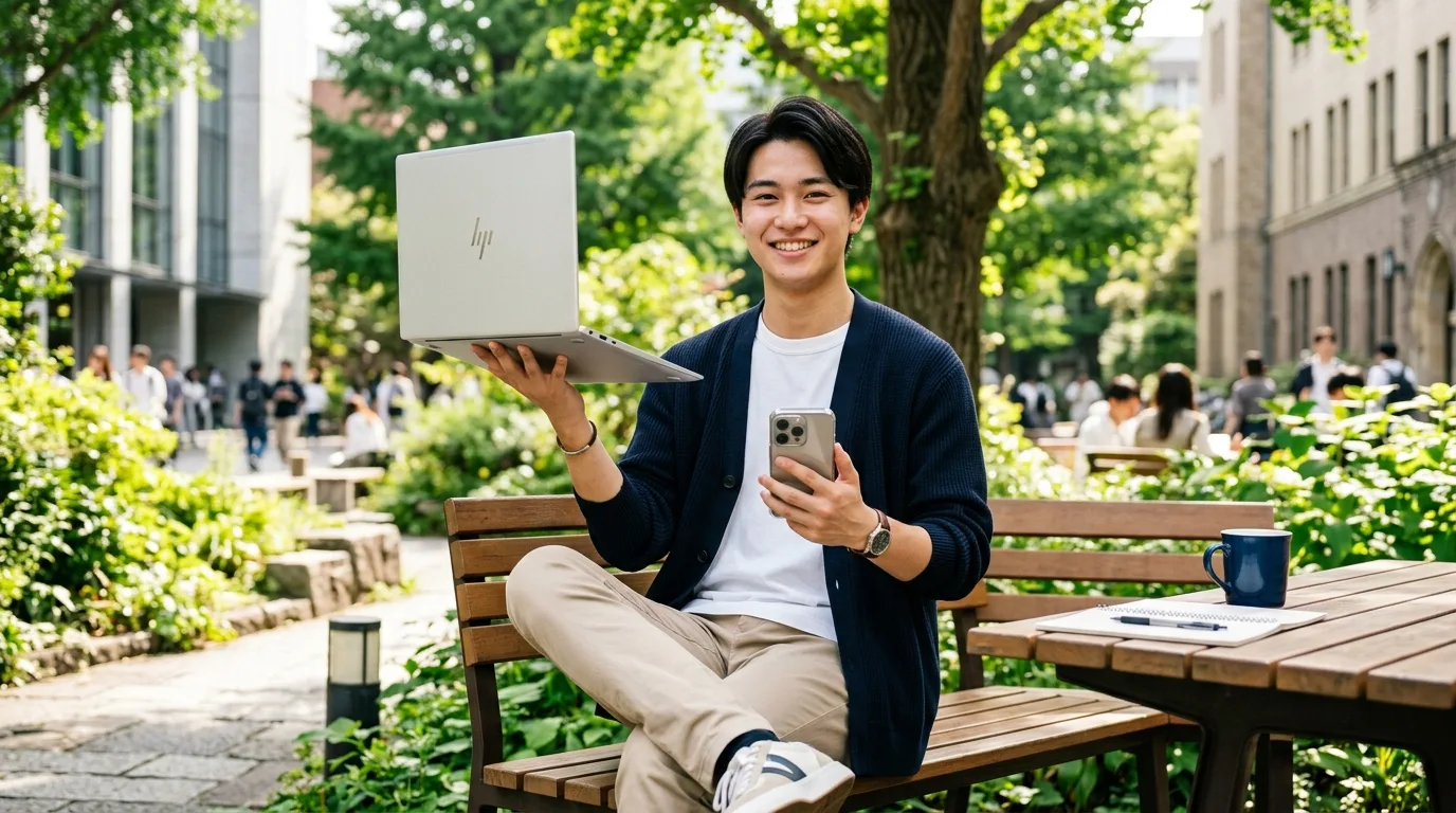 iPhoneとWindowsパソコンの間で写真をスムーズに送受信する様子