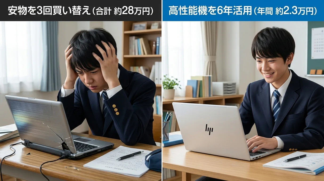 5万円の低スペックノートパソコンがフリーズして困る学生の様子