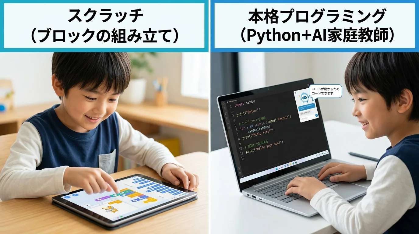 スクラッチの次は?子供のプログラミング学習に「AI PC」が必要な理由の解説図解イメージ